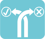 graphic showing 2 overlapping arrows pointing to a tick (left) and a cross (right)