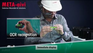 META-aivi OCR recognition male operator using META-aivi OCR function to inspect small object held in his hands