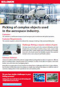 Picking of complex objects used in the aerospace industry.