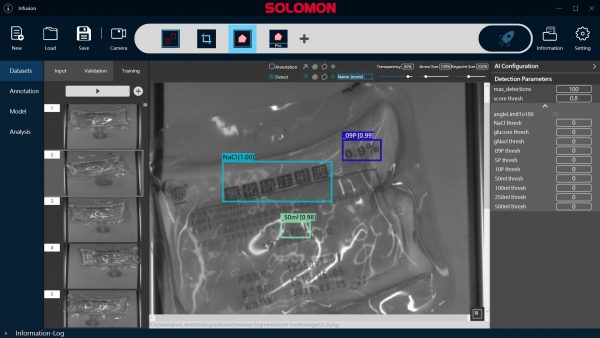 Visual inspection of printed labels on transparent bags
