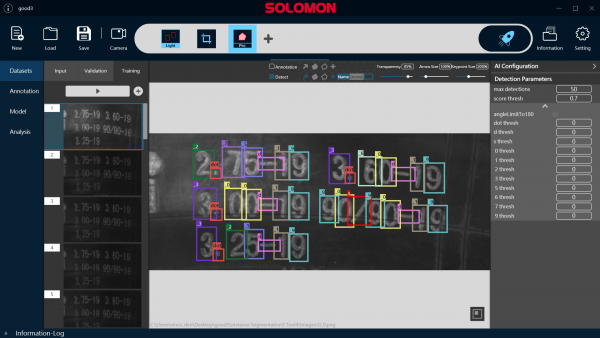 SolVision's AI detects clear text on a tire during inspection using OCR technology