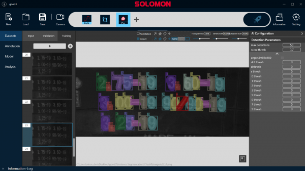 SolVision's AI detects blurry text on a tire during inspection using OCR technology