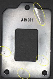 Obvious defects detected on a metal casing using SolVision AI vision software