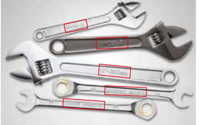 optical character recognition of 5 different wrenches