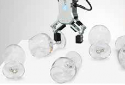 5 wine glasses are picked by a robot arm powered by AccuPick 2D
