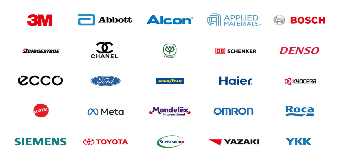 logos of multinational customers that have used Solomon's AI and 3D vision solutions