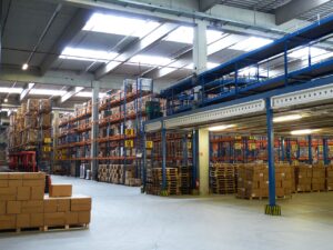 Mixed pallets of home appliances inside a warehouse