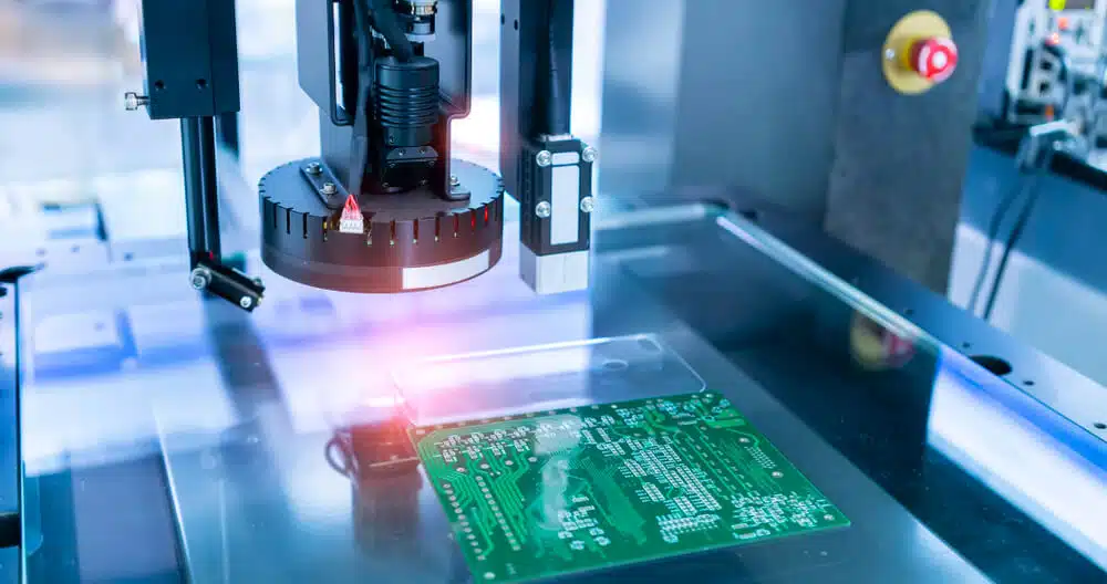 AOI system inspecting PCB in a electronics production line