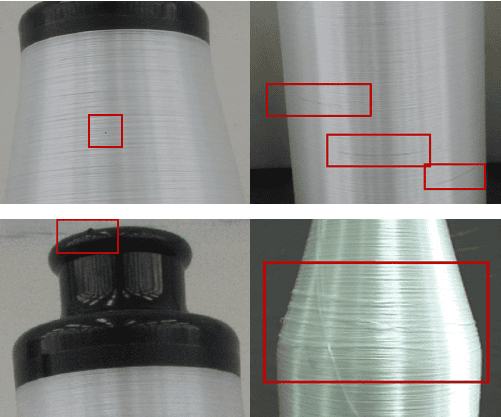 Bobbin Yarn Defect Detection Glass fiber bobbin yarn defects detected by AI