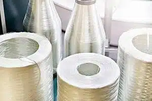 Fiberglass bobbins in a warehouse