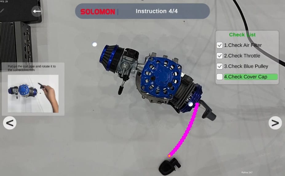 AR + AI Intelligent Assembly Guidance System META-aivi performing assembly guidance using AR + AI
