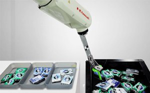 Object Recognition & Classification robot arm classifying and sorting packets of chewing gum