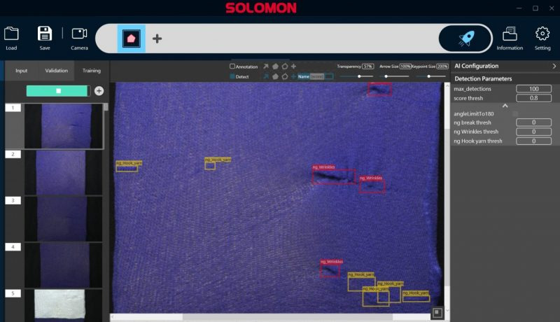 Socks Defect Detection Using SolVision screenshot of socks defect detection using SolVision AI inspection software