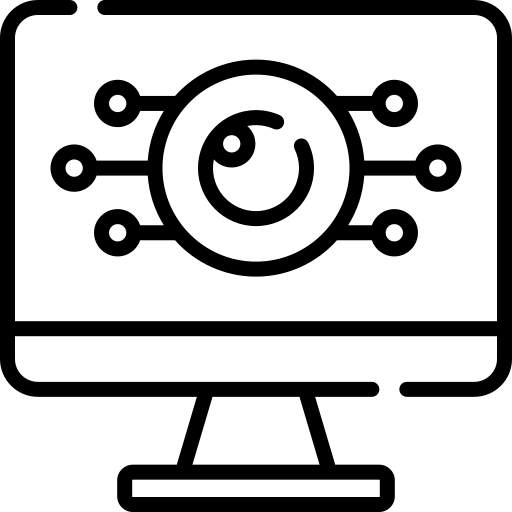Computer Vision Icon representing computer vision: a stylized eye on a computer screen.