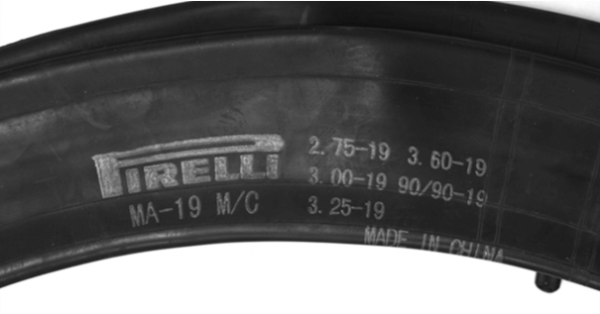 close up of a Pirelli tire Identification number (clear text)