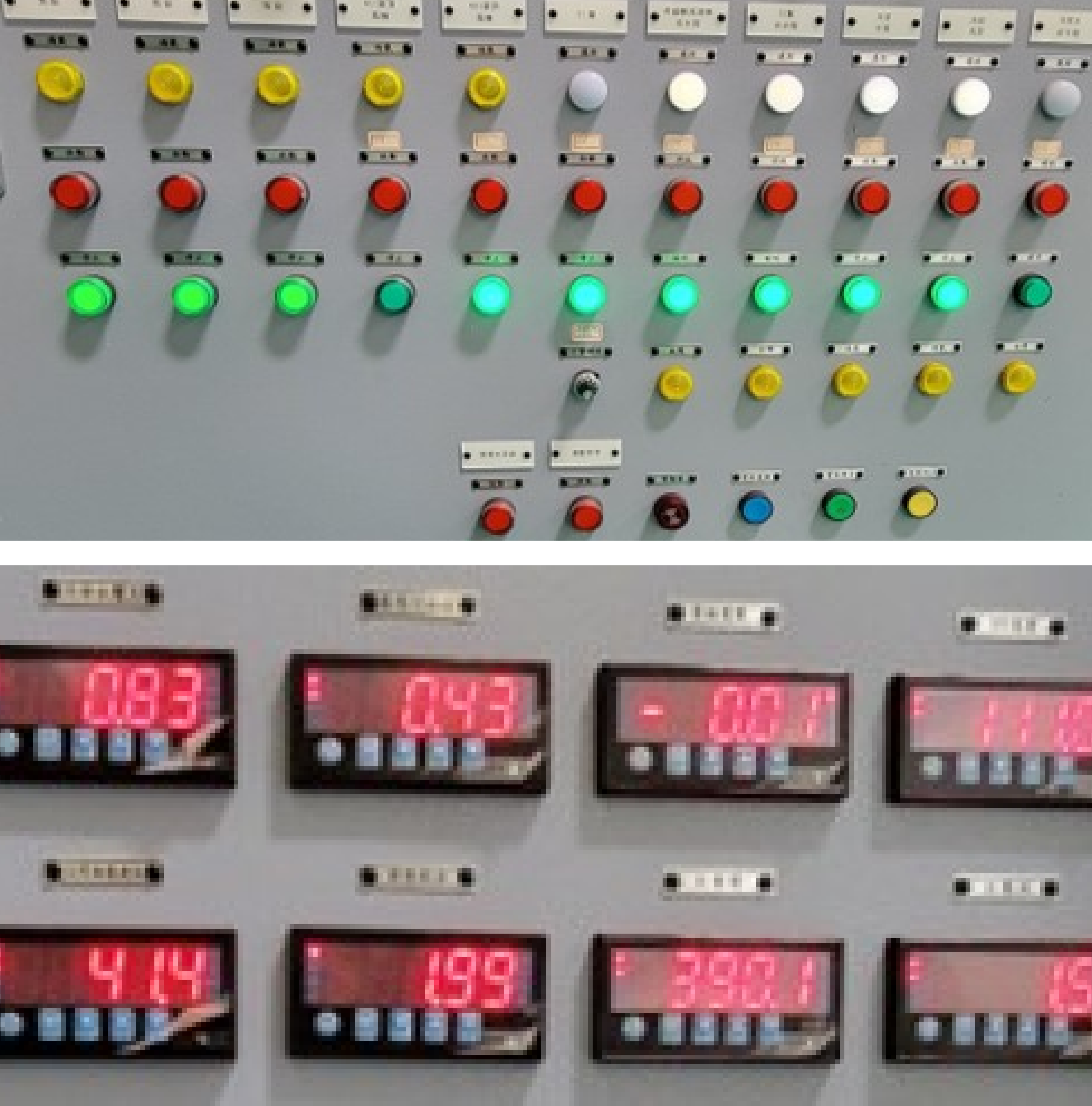 control panel showing lights and digital gauges
