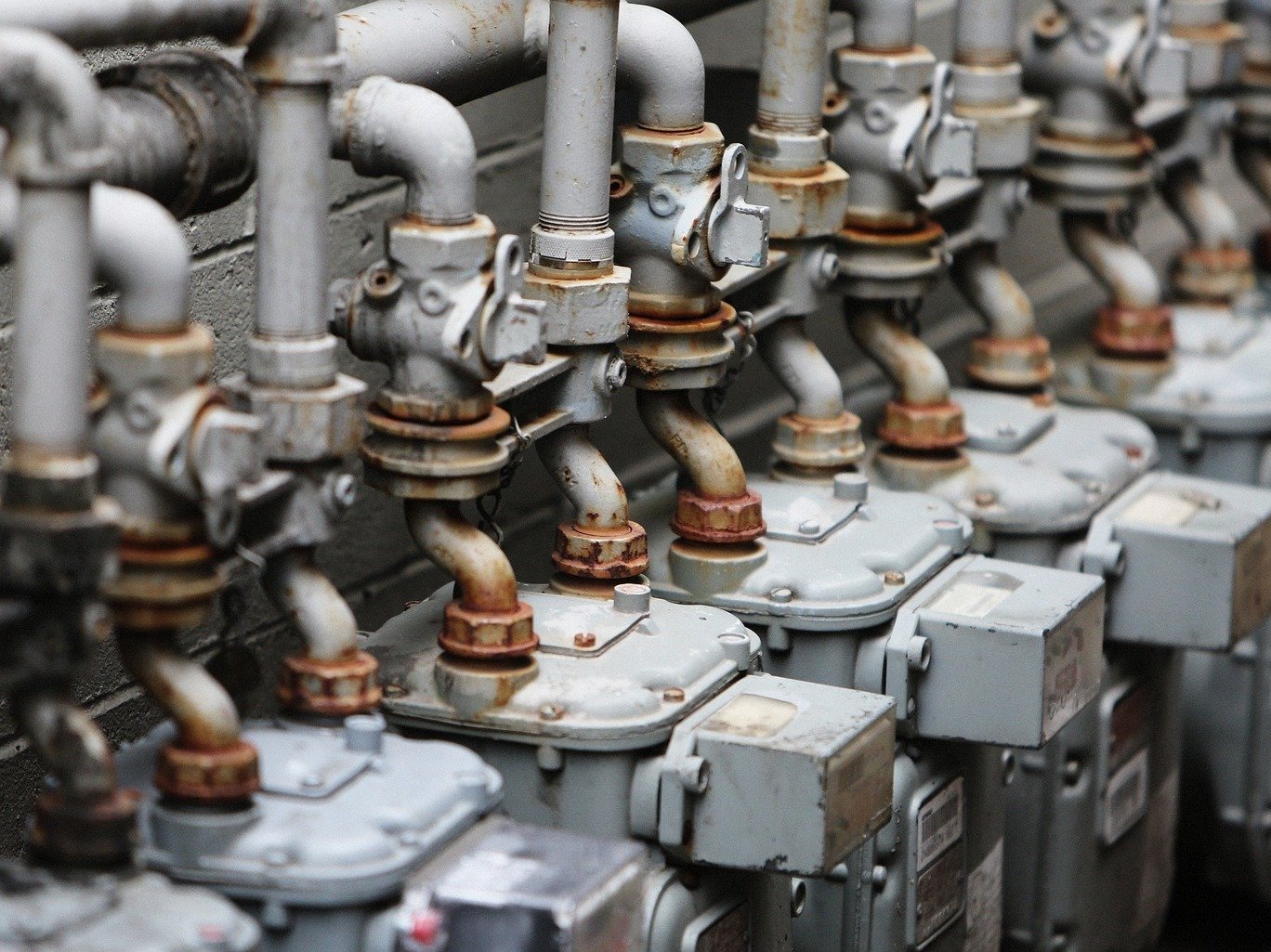 water pumps inside a water pumping station