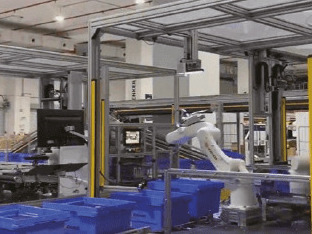bin picking using a robot arm inside a smart factory