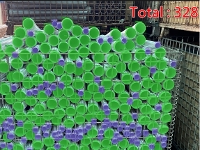 stack of steel pipes counted using AR