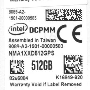 Electronics product label containing serial numbers, printed text, logos, and 2D codes for product label inspection.