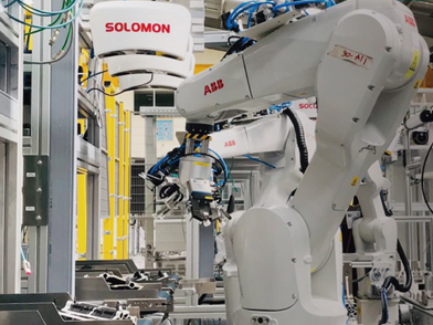 kitting using SolScan industrial 3D camera, AccuPick bin picking software, and ABB robot