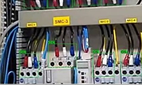 AR + AI Electrical Wiring Inspection SOP Validation META-aivi confirms correct wiring configurations with real-time OK indicators for SOP validation.