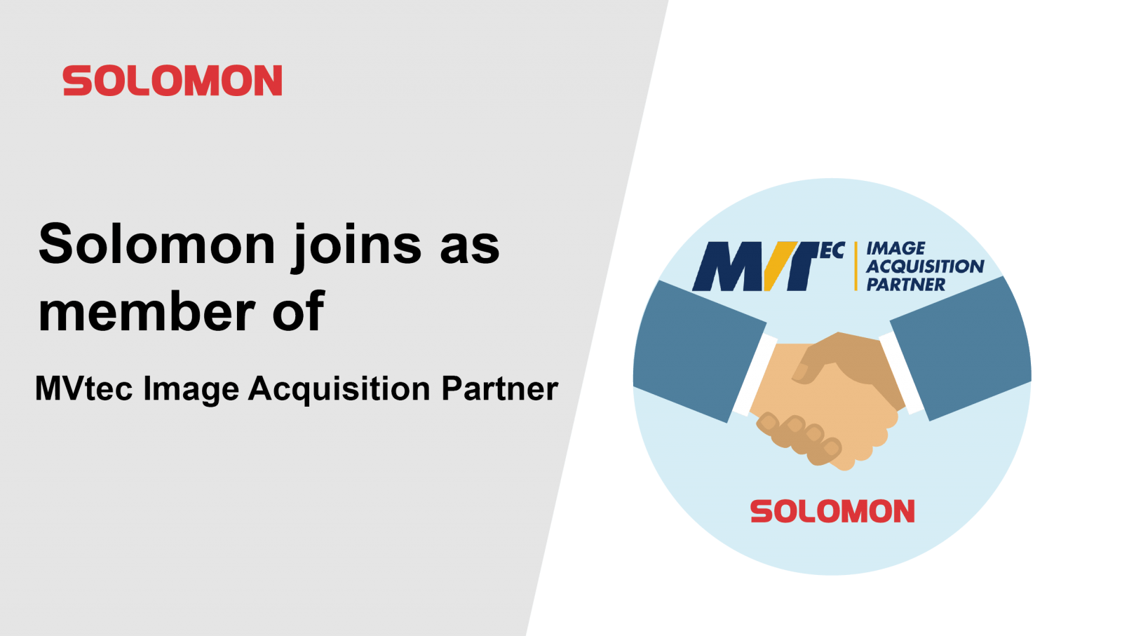 Solomon joins as member of MVtec Image Acquisition Partner