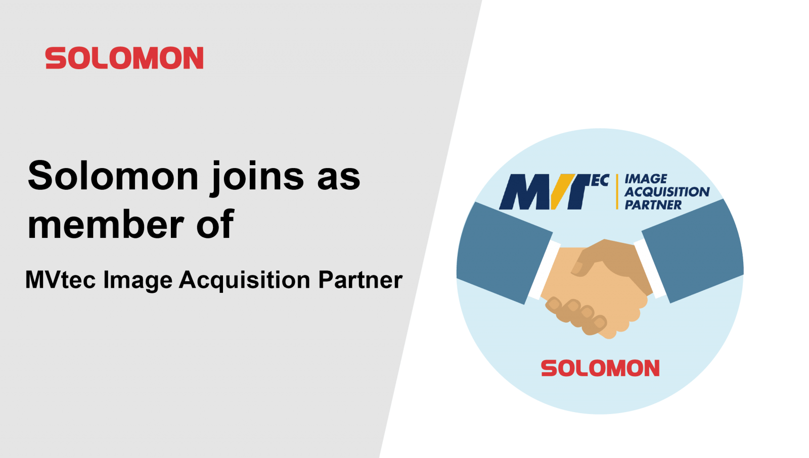 Solomon Joins MVTec Image Acquisition Partner Program