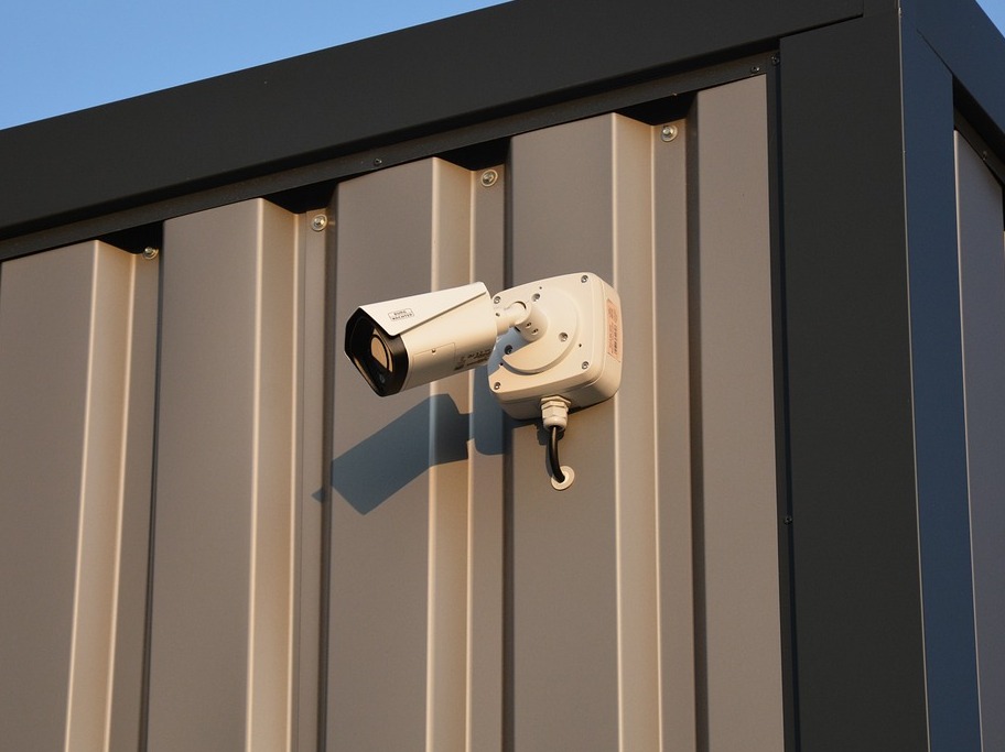 IP camera mounted outside a warehouse