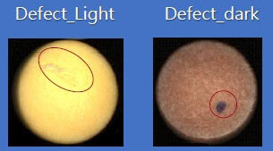 SolVision detects localized light and dark color defects on pharmaceutical tablet surfaces.