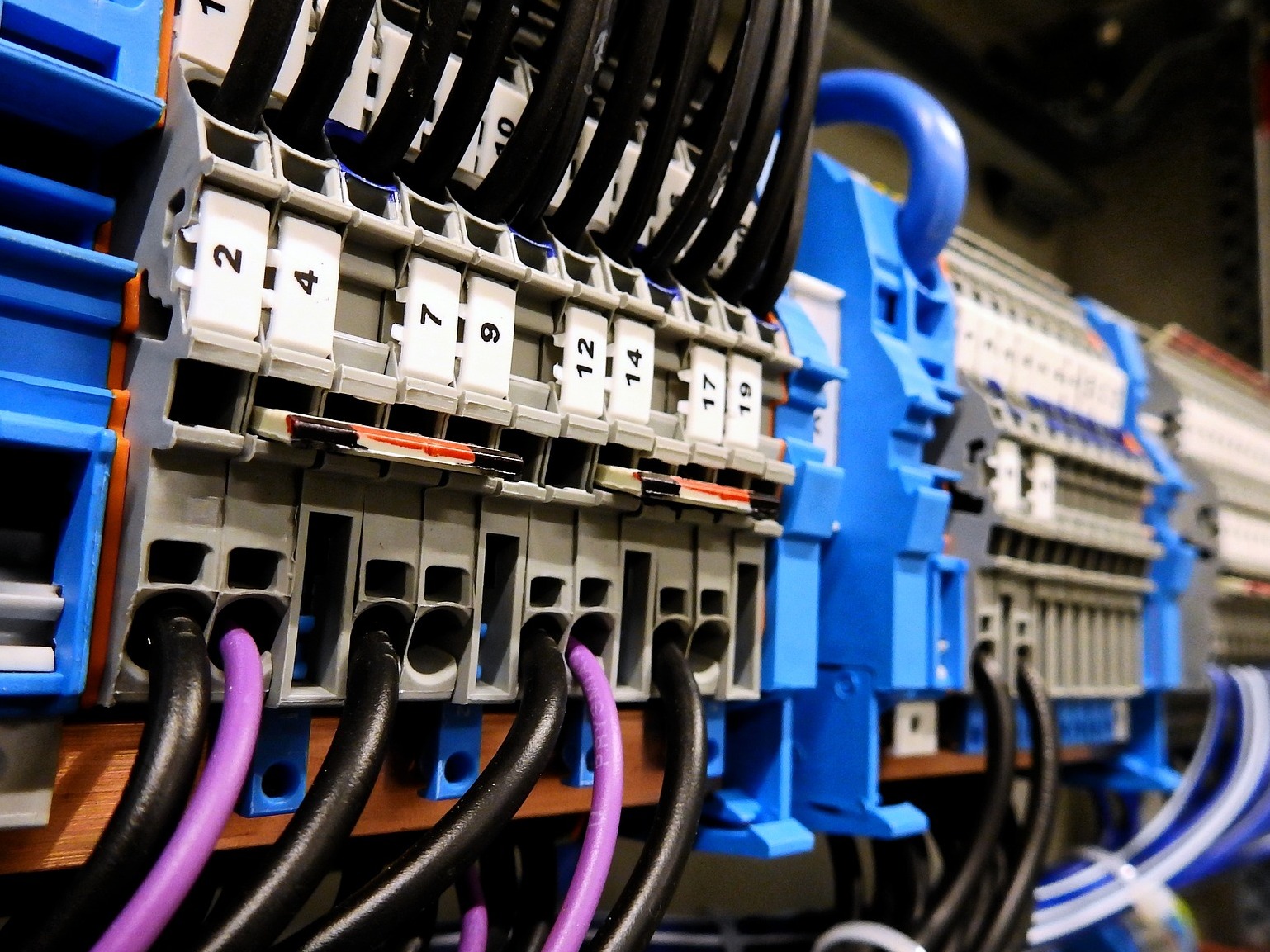 close up of switchgear in a smart factory