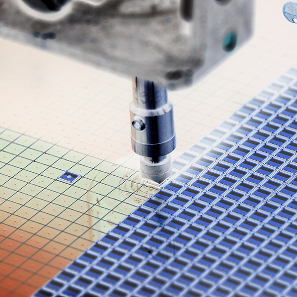 a close up of a semiconductor wafer being fabricated